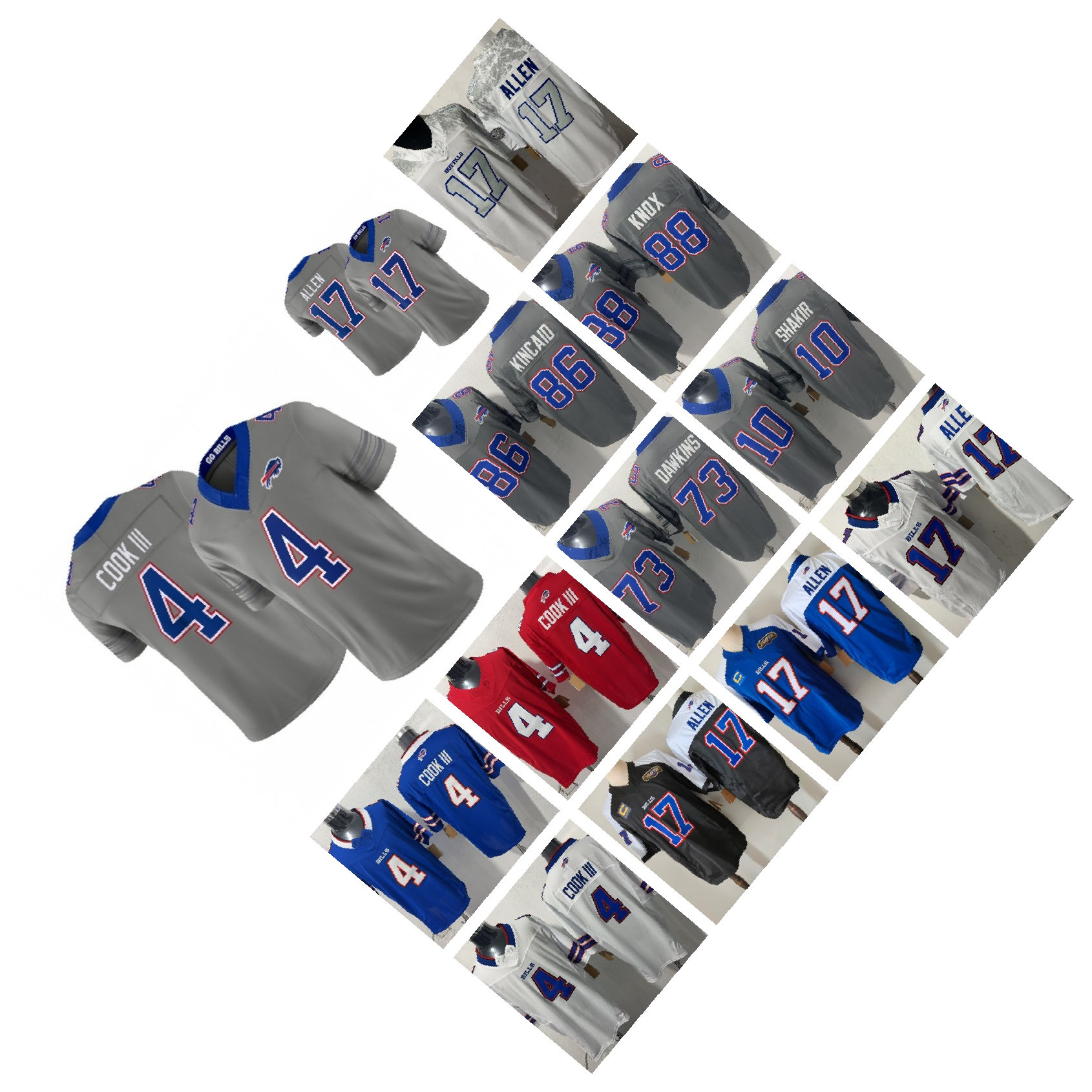 2026 Buffalo Billss Football Jerseys Josh Allen 17 James Cook III Keon Coleman DJ Moore Khalil Shakir Dalton Kincaid Michael Hoecht TJ Parker Custom