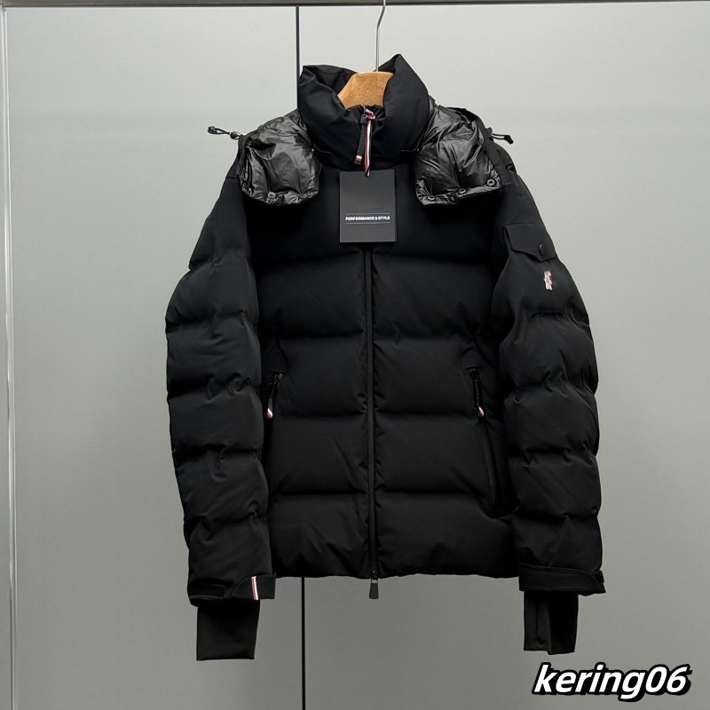 Heren zwarte eendendons ski-jas, waterbestendig, afneembare capuchon, pufferjas voor snowboarden in de winter buitensport