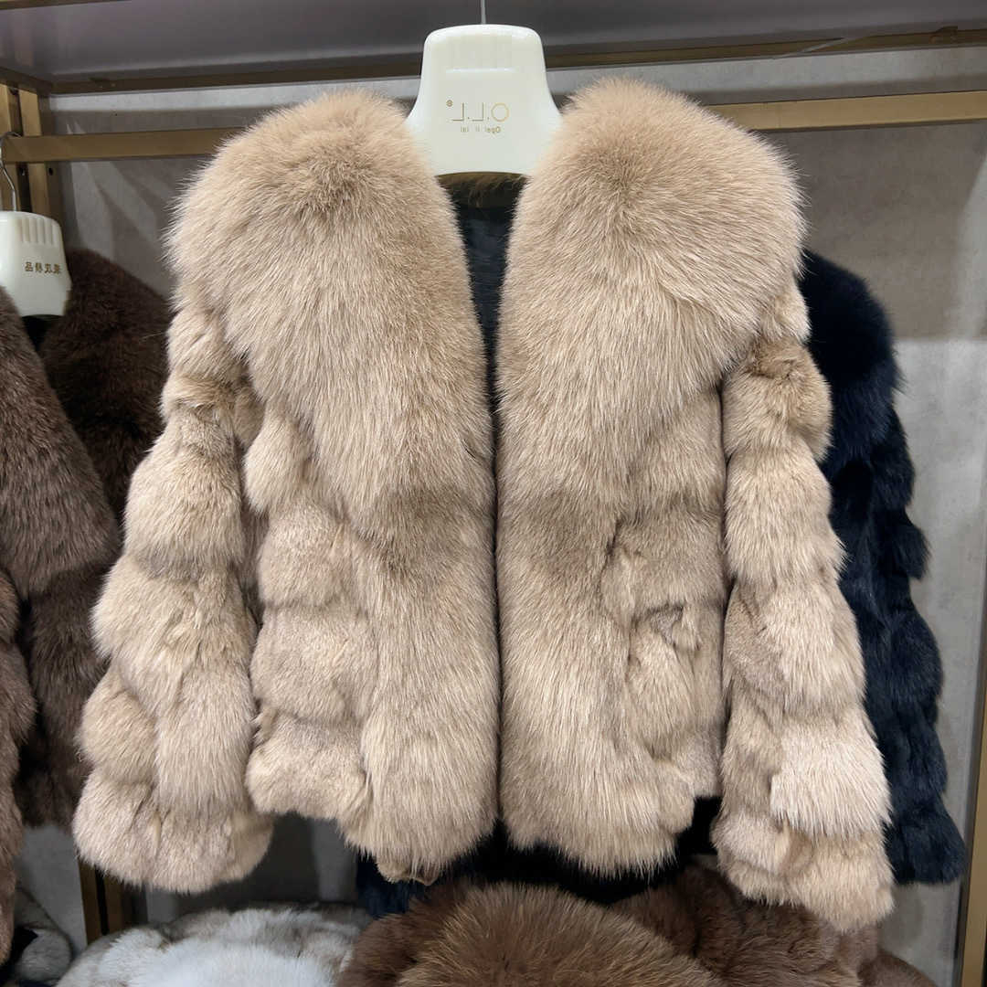New women's natural real fur coat with collar for winter fashion and warmth short fur leather jacket HUA QIU MEI SI H260910