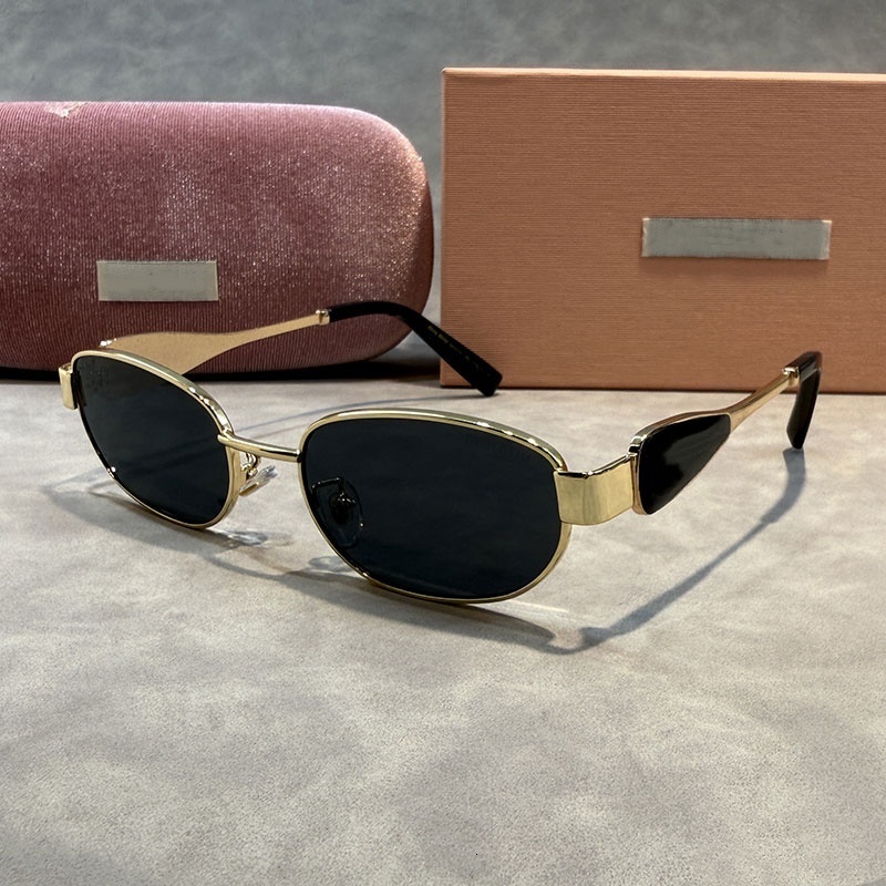 Y2K Oval Small luxury for women letter fashion designer sunglasses womens Cat Eye mirror polarized UV400 protection Glasses With Pink box