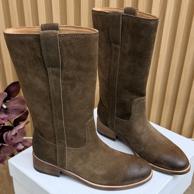 Designers autumn winter new boots luxury womens boots anti slip wear resistant leather outsole heel height 3.5cm boots classic brand straight leg an
