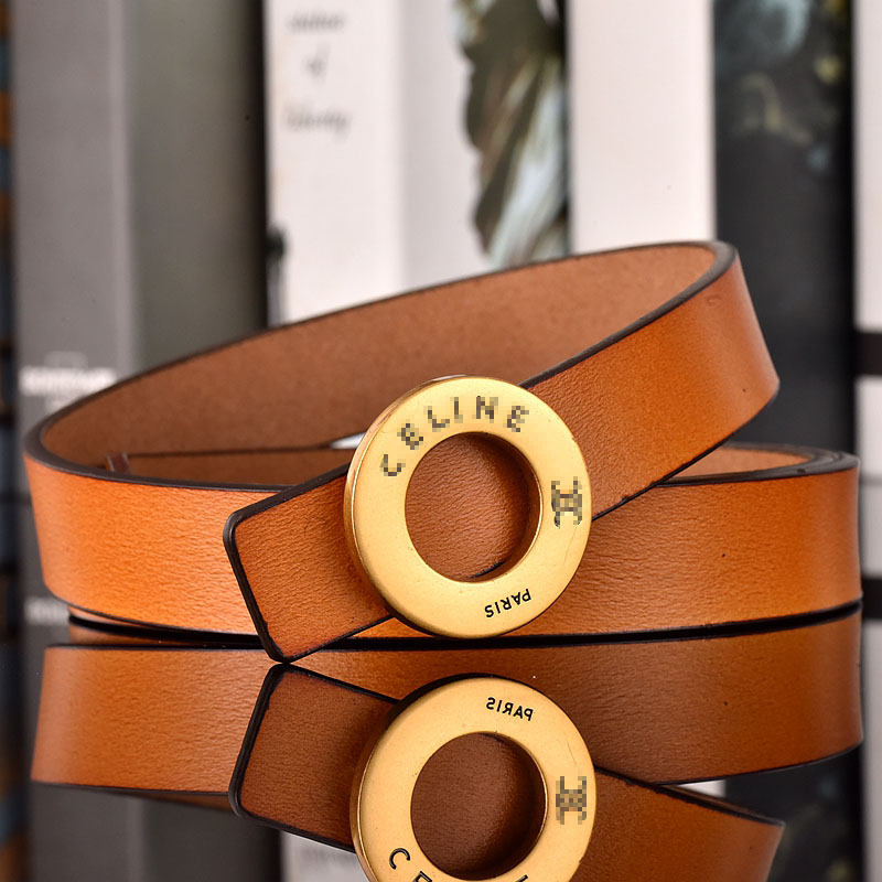 2026 New belt Designer Women Brown Belt Fashion Big Buckle Thin Belt width 2.5cm Retro collar buckle women hight quality genuine leather belt with g