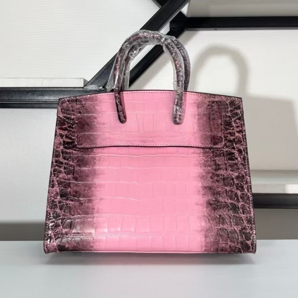 Designer Luxury 26 New Glossy Crocodile Pattern BK25 30cm Handbag For Women, High-end Himalayan Gradient Genuine Leather Bag, Colorblock Shoulder Ba