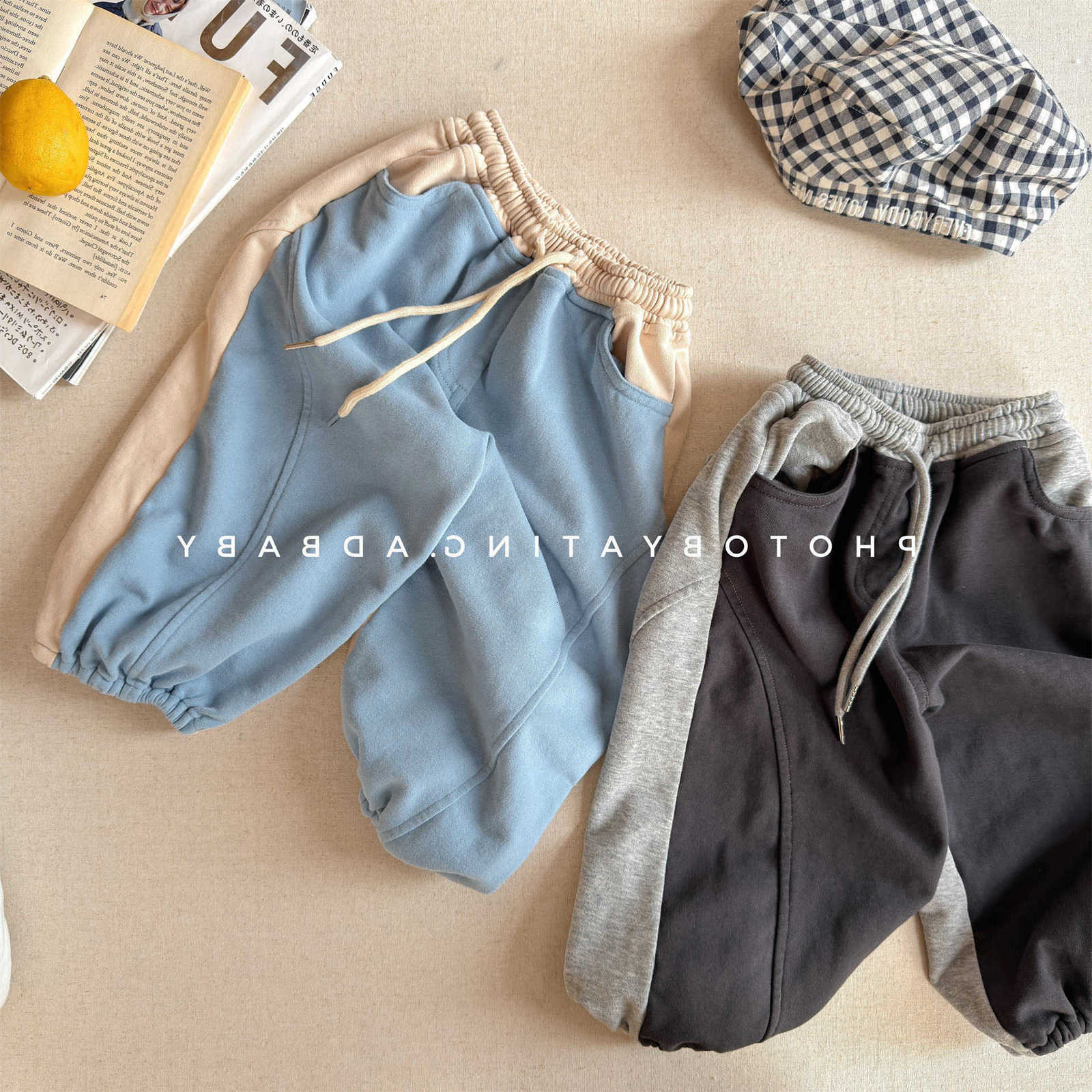 Pants 2026 Spring Autumn Children's Korean Solid Patchwork Boys Casual Sweatpants Girls Kids Loose Trousers Toddler Clothes L260919