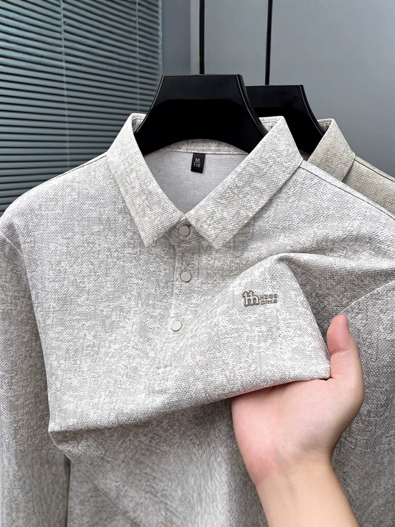 Designer men's long sleeved polo shirt new spring/autumn collection with a collar and printed design suitable business casual wear available fo