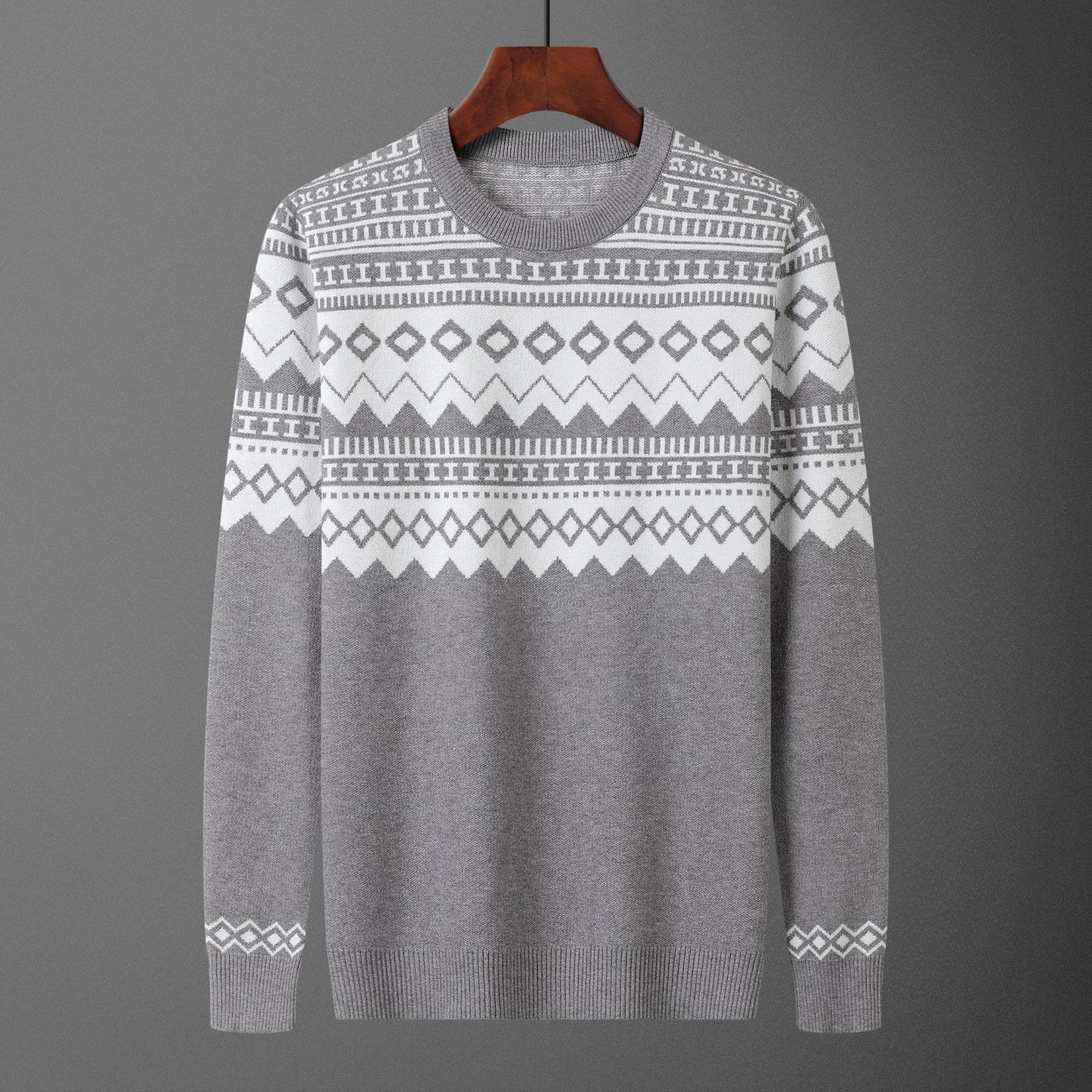 Sweat-shirts et sweats à capuche grande taille homme automne hiver maille jacquard col rond coton détail personnalisé