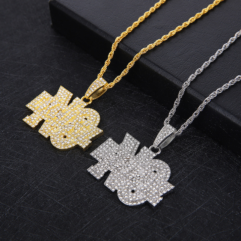 Hip-Hop Design Full Diamond Letter NO Pendant Necklace Fashion Personality Men's Cuban Chain Jewelry