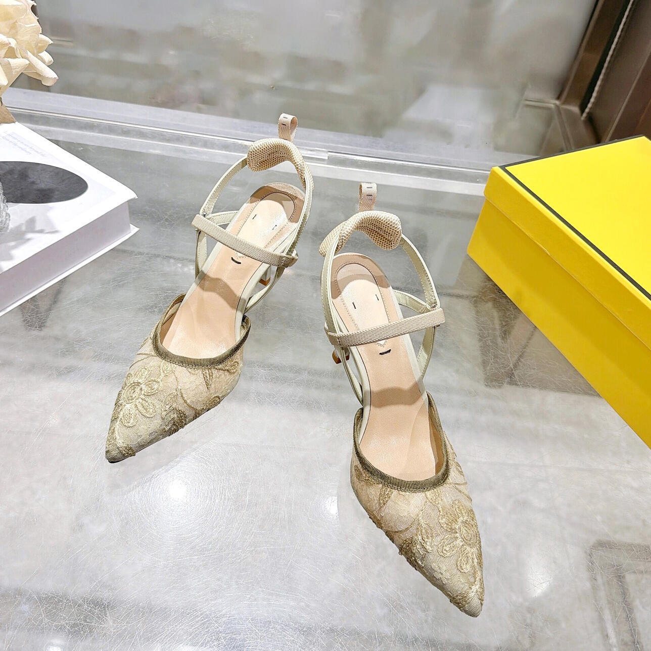 Summer Party High Heels Women Fashion Color Block Fabric Slingback Sandals Sexy Open Toe Dress shoe luxury Designer Heel lady