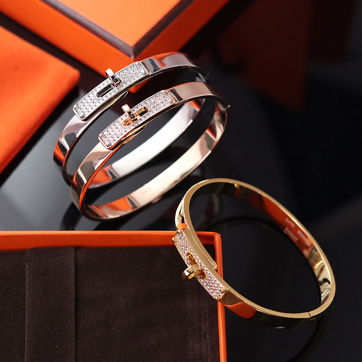 Bracelet H en cristal scintillant en acier inoxydable plaqué or 18 carats, marque de créateur, bijoux de luxe classiques, cadeau pour femmes