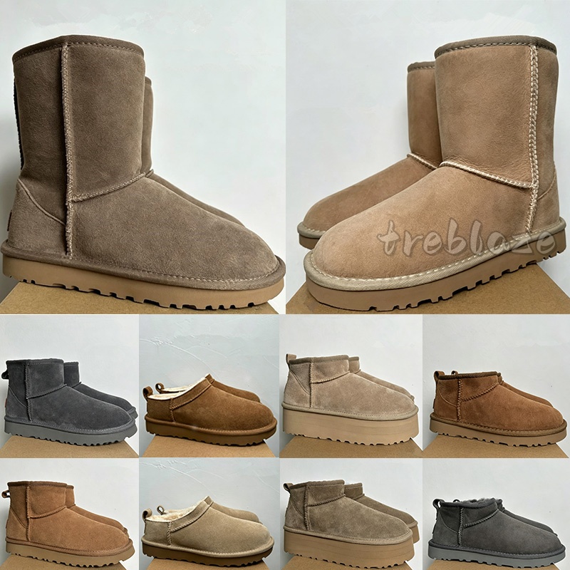 with box Designer Classic Ultra Short Boots Tasmanataz Slippers Golden Star Evrina Sandals Snow Boots Womens Mens Fur Leather Brown Tan Mustard Seed