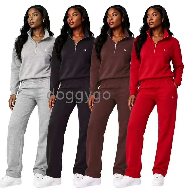 Womens yoga stand collar sports suit fitness sports pants suit long-sleeved top gym sportswear casual sports top