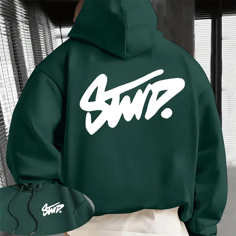 Spring/Summer New Style Shoulder-Sleeved Hooded Sweatshirt for Men - Trendy Brand with Letter Print - Loose Fit - Casual Outfit for Couples - Europe