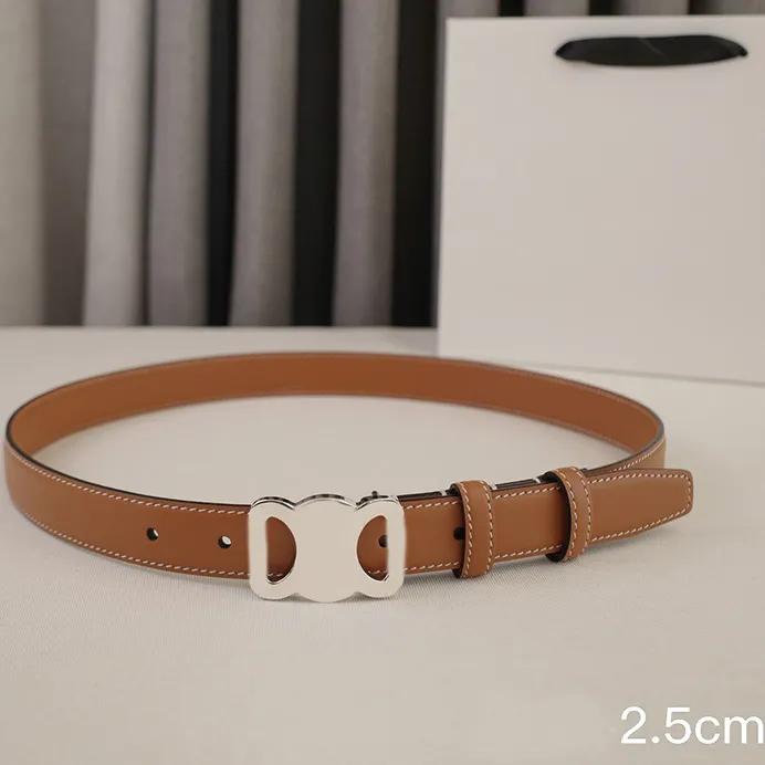 Womens Belt Designer Leather Thin Belts Luxurys Mens Genuine Leather Belt Ladies Jeans Silver Buckle Smooth Woman Waistband Cintura Ceintures Width