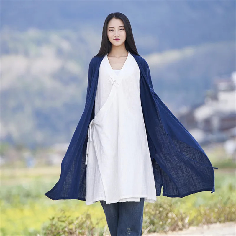 Johnature 2025 Women's Coat Autumn Summer Cotton Linen Vintage Soft Full Sleeve Lacing Plus Solid 260902