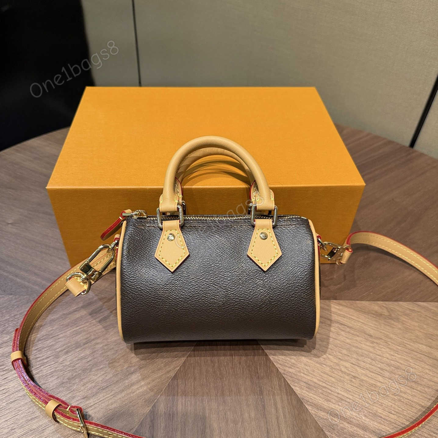 Designer Bag Mini Nano Speddy 16 20cm Shoulder Bag Light Gold Hardware Classic Women Top Quality Leather Handbag Pillow Purse Crossbody Bag Luxury E