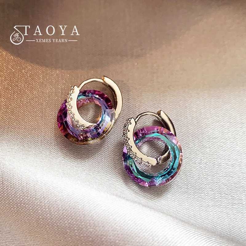 2024 Summer New Artificial Fantasy Crystal Circle Ring Buckle Pendant Earrings for Women's Luxury Jewelry Unusual cessories M260922