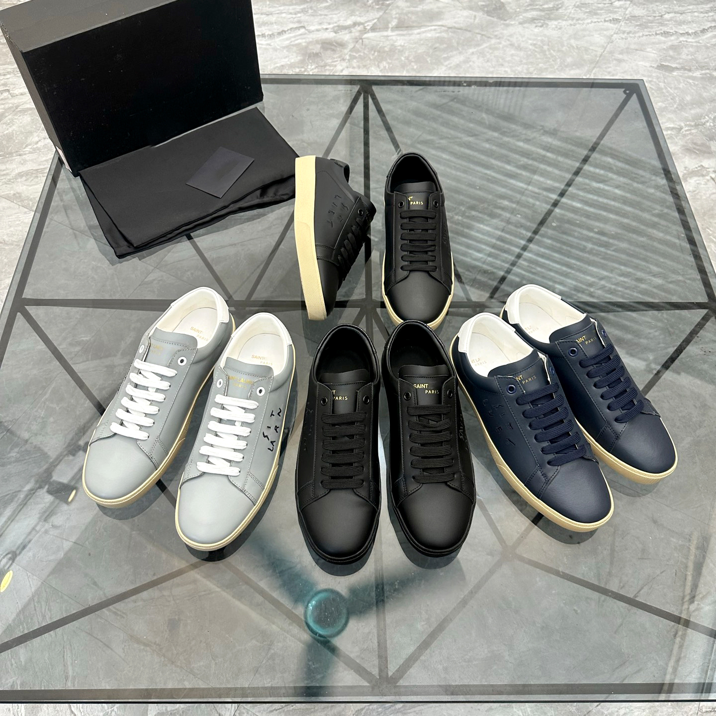 Men Women Luxury Designer YSLYN low top court sneakers High quality canvas leather patchwork lace up flat Trainers classic Fashion Paris casual dail