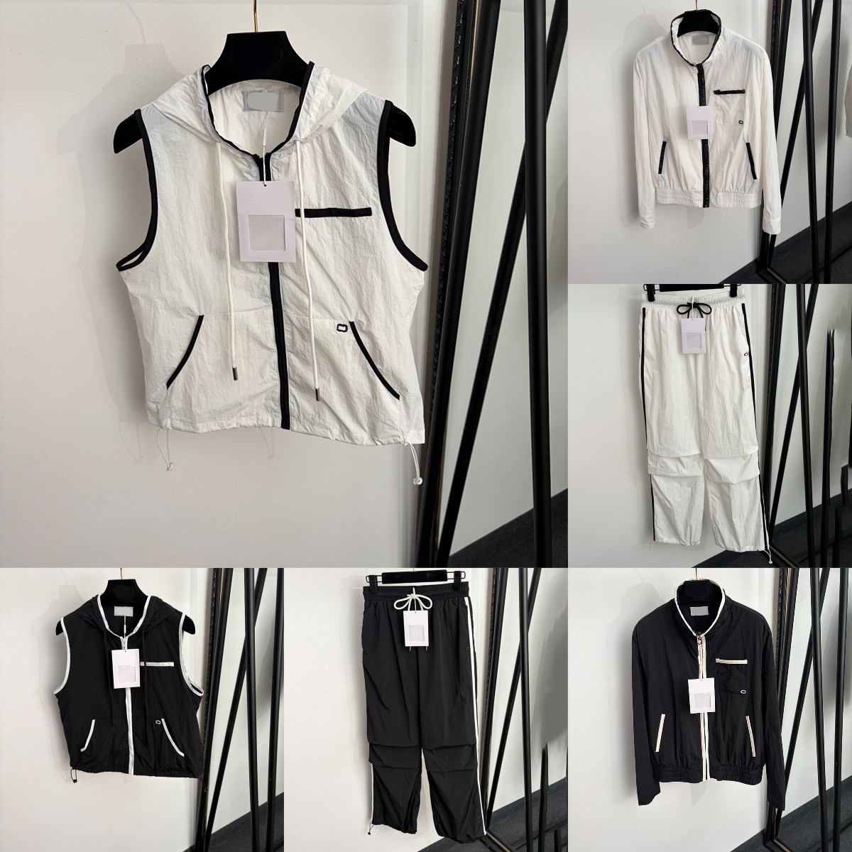 Designer Women Zipper Vest Jackets Color Blocked Stand Neck Casual Windproof Coats Autumn Winter Drawstring Outdoor Cargo Sweatpants