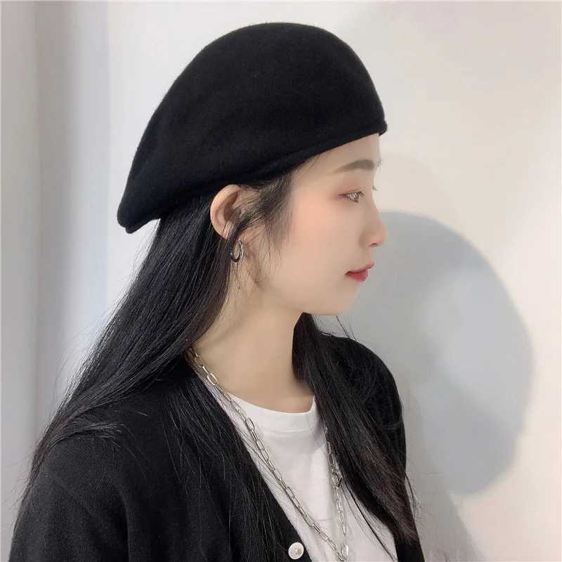 Color Wool Berets Artist Solid Beanie Hat Men Wen British Retro Anti-wear Forward Hats Embroide Newsboy C N260909
