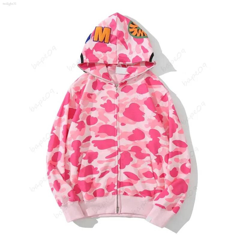Designer Shark Hoodie Mens Full Zip Up Bathing Ape Hoodie for Women Camouflage Jacket Hooded Sweatshirt Unisex Men Long Sleeve Tech Fleece Cardigan