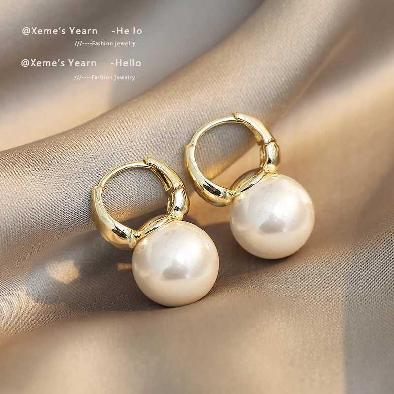 New Simple Celebrity Style Gold Color Pearl Drop Earrings For Woman 2024 Korean Fashion Jewelry Wedding Girl's Sweet cessories M260922