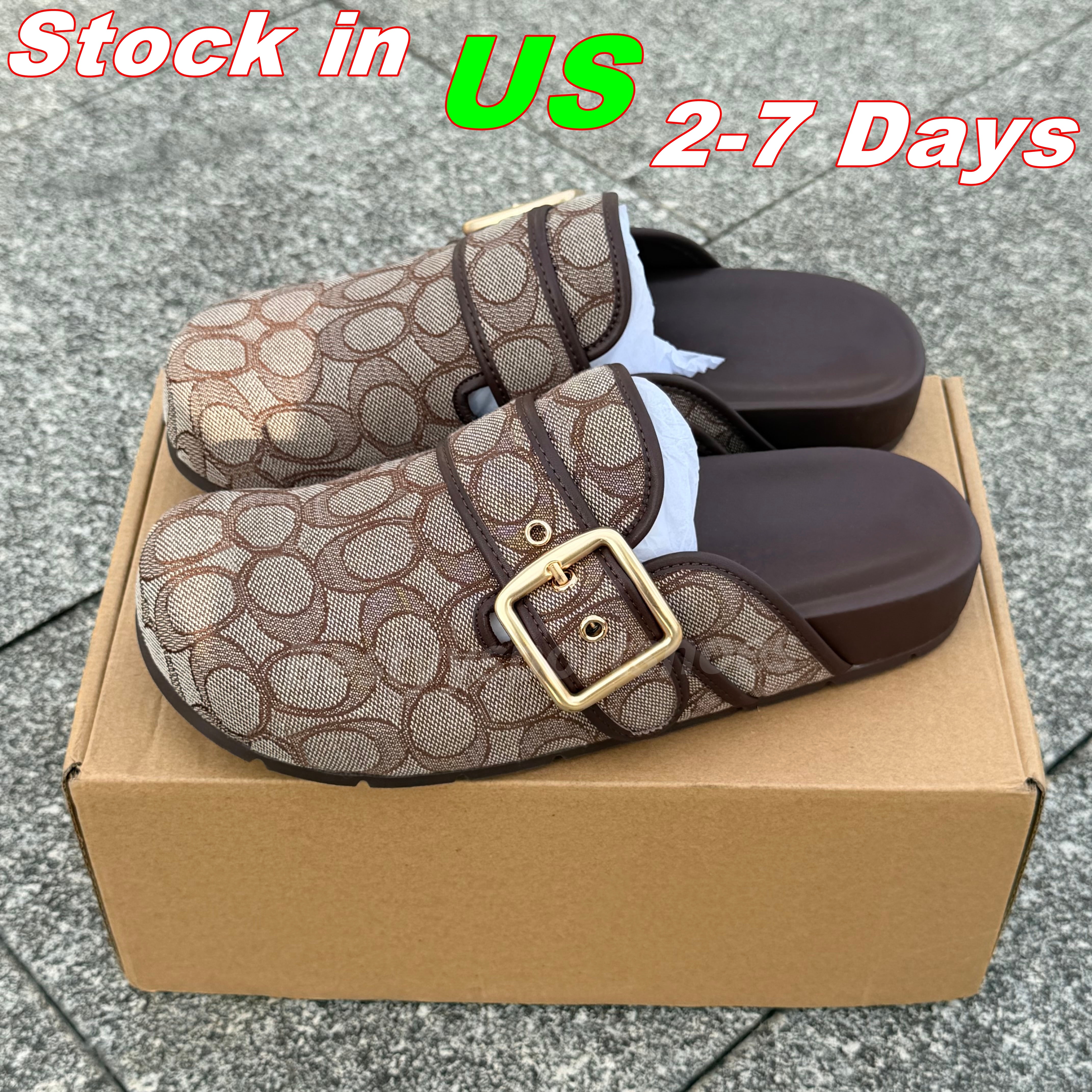 USA Designer Archival Buckle Clogs Ashton Clog Loafers Women Slippers High Quality Fur Suede Fall Summer Beach Flats Sandals Genuine Leather Slide C