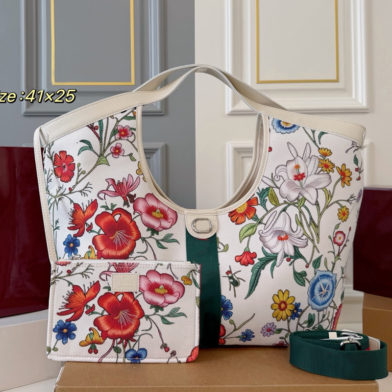 12A Designer bag Giglio Flora large tote bag Floral Printed Colorful Shopping Tote Bag Women handbag Large capacity Shopping Bag