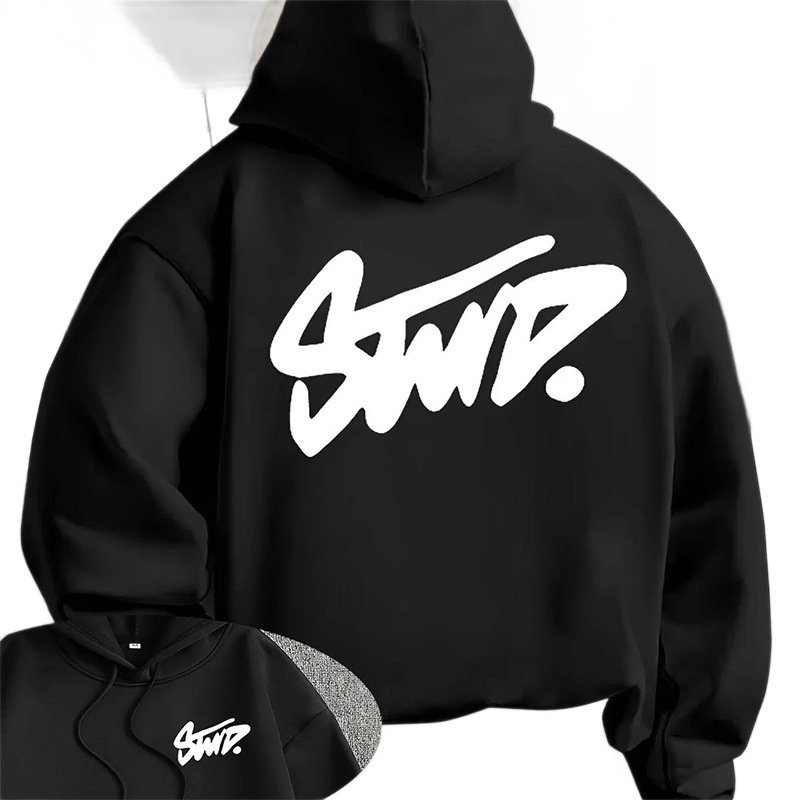 Spring/Summer New Style Shoulder-Sleeved Hooded Sweatshirt for Men - Trendy Brand with Letter Print - Loose Fit - Casual Outfit for Couples - Europe