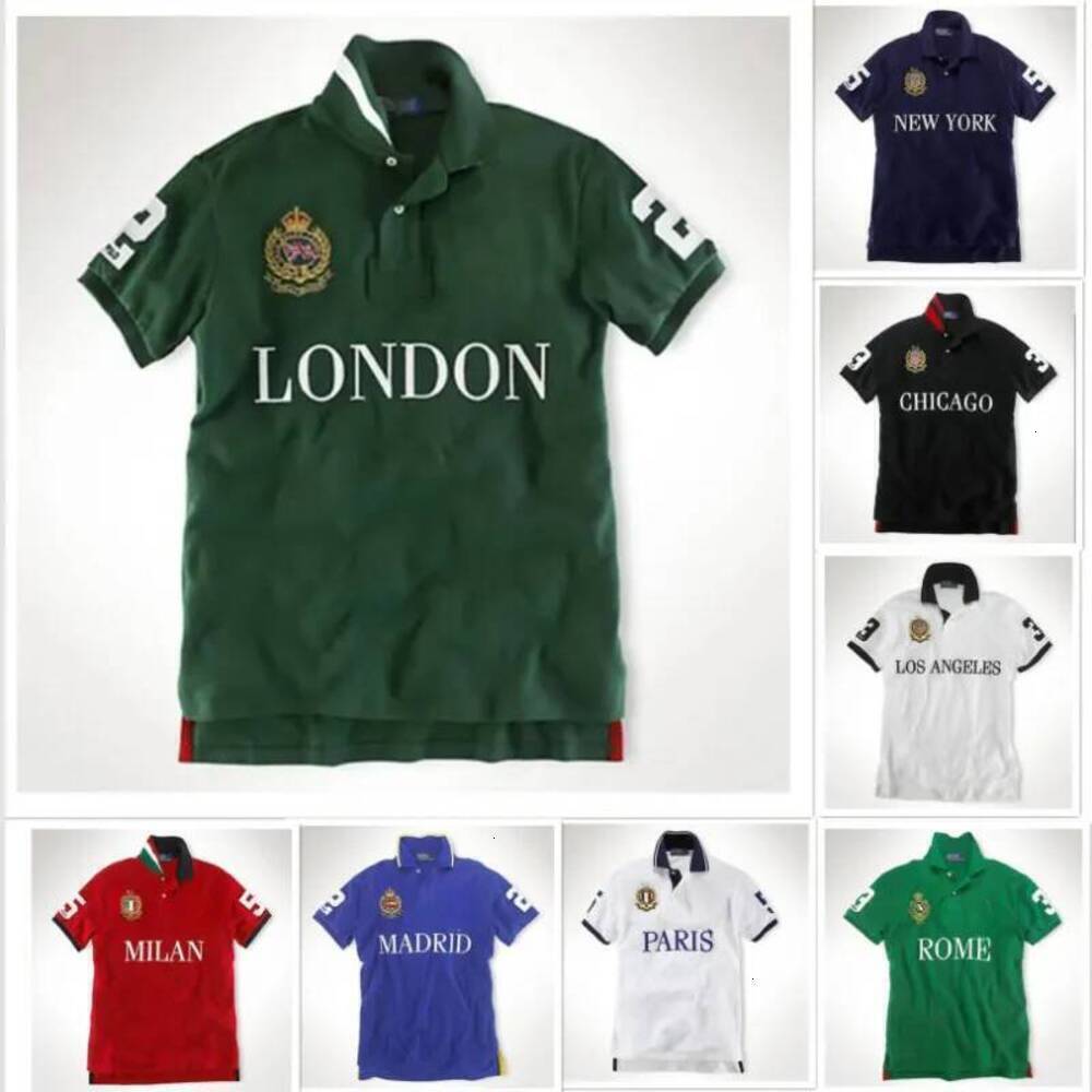 Mens Sports T Shirt Polo Shirt City Name TOKYO Chicago New York Short Sleeve 100% Cotton Big Horse Embroidery Designer Shirts Summer Comfortable Bre