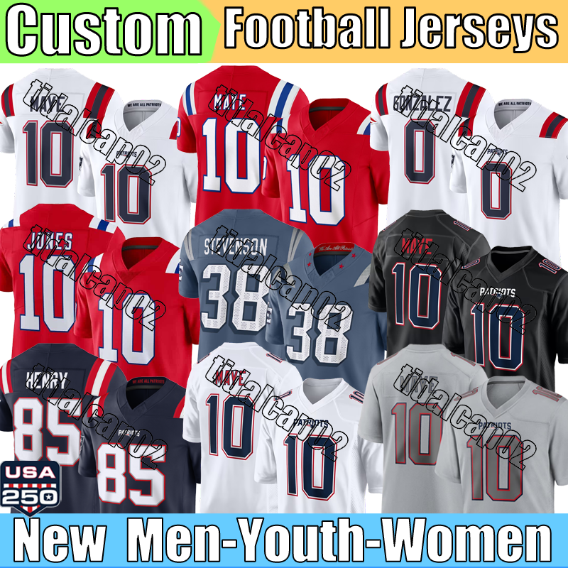 Maillot patriotes de New England City Jersey # 10 Maye # 0 Gonzalez # 38 Stevenson # 1 Polk # 84 Bourne maillots # 8 Diggs # 12 Brady # 6 Baker #