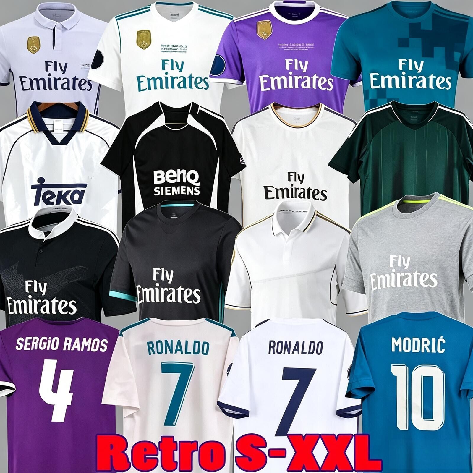 Rétro Reals Madrid Maillots de football Finals Maillot de football GUTI BENZEMA SEEDORF CARLOS RONALDO KAKA 99 00 06 07 11 12 13 14 15 16 17 18 k