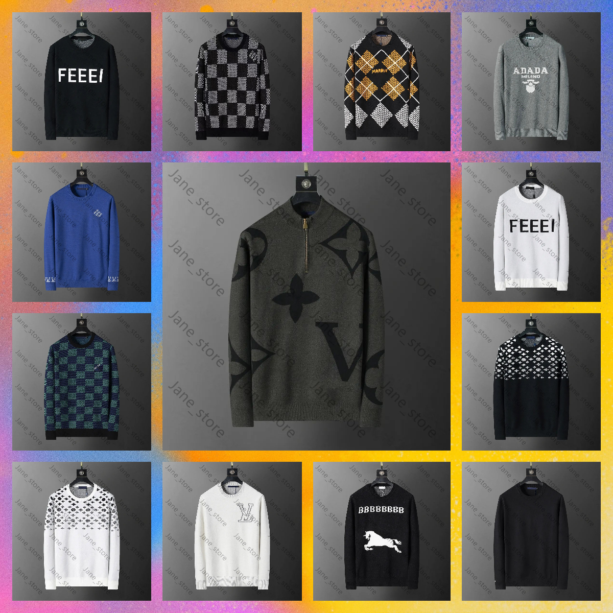 10A Men Designer Sweater Women Knitted Jacquard Letter Pattern Vintage Embroidery Comfortable Casual Long Sleeve Fashion Men Warm Sweater LVSW B4