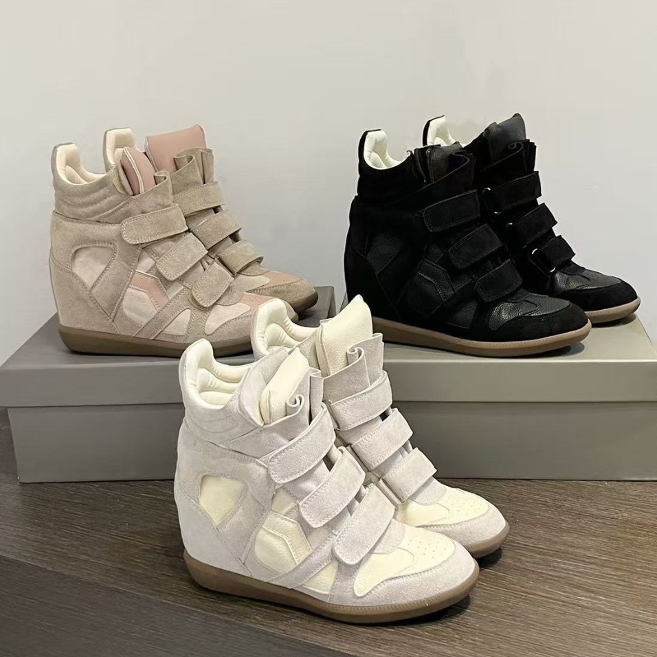 Bekett baskets compensées bottes chaussure de créateur femmes Patchwork daim baskets compensées multi crochet boucle sangles haut haut caché talo
