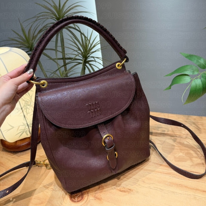 10a designer Trendy Ladies Retro Soft Leather Small Backpack Braided Handle Design Casual Daypack Convertible Shoulder Crossbody Purse wallet
