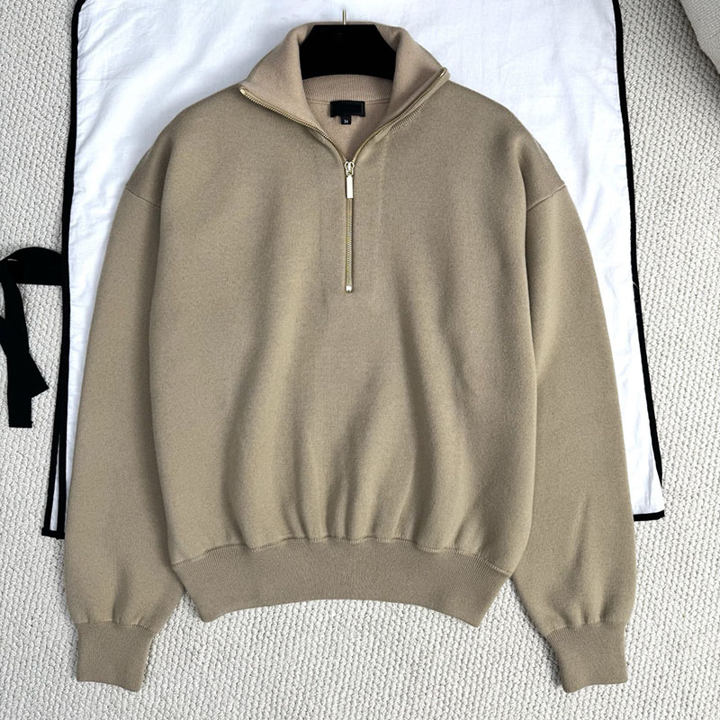 Brand Half Zipper Wool Sweater Sweatshirt Vintage Women Long Sleeve Back Charming Jumper Top Causal Daily Resort Vacation Basic Sweaters