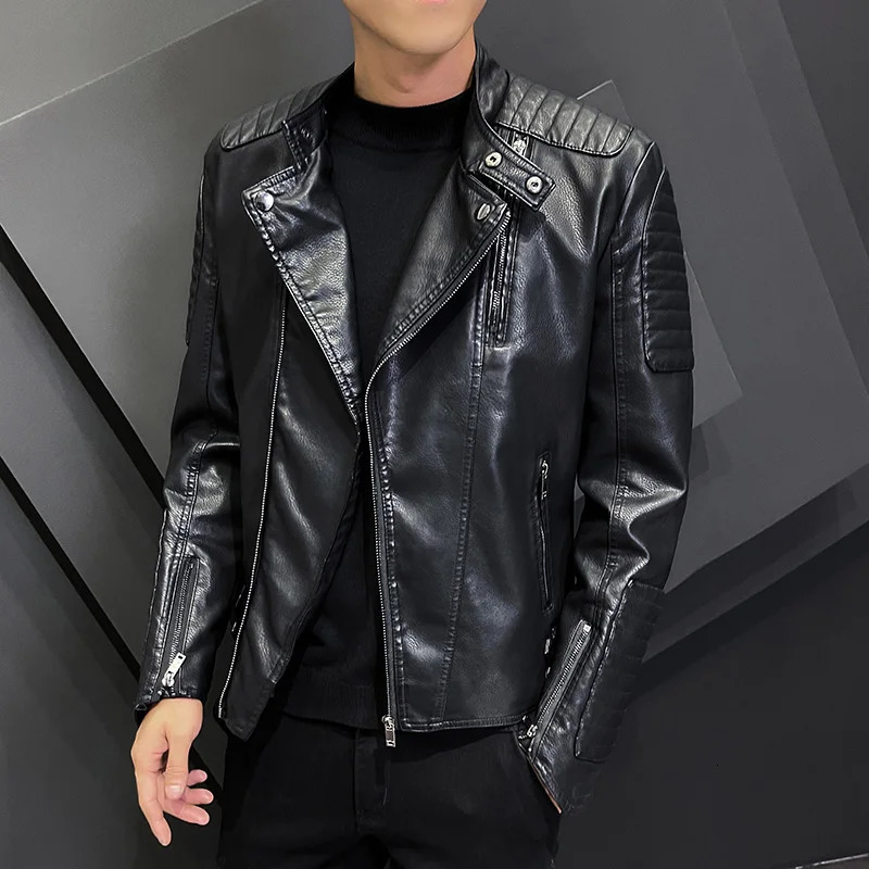 Suit Vintage Plus Velvet PU Leather Jacket Casual Blazer Men's Slim Fit Streetwear Man Outerwear Jackets 260902