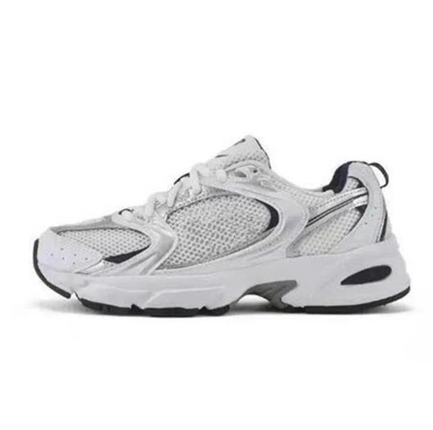 Original New BBBBaalance 530 Classic Vintage Mesh Fabric Faux Leather Casual Men's and Women's Running Shoes White Silver MR530SG AAAAA