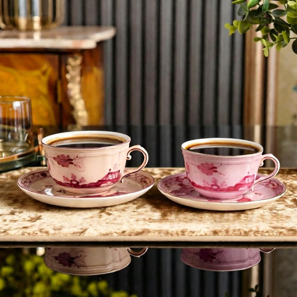 High Quality Coffee Cup Retro Light Luxury Oriental Art Porcelain Coffee Cup and Saucer Set, Italian European Tableware