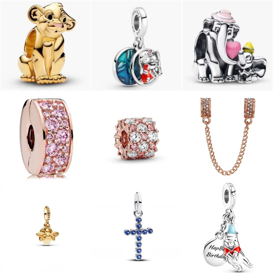 Light Luxury Designer Mixed Bead Collection Cartoon Animal Image Pendant Rose Gold Diamond Inlaid Spacer Beads Suitable For Bracelet Jewelry Accesso