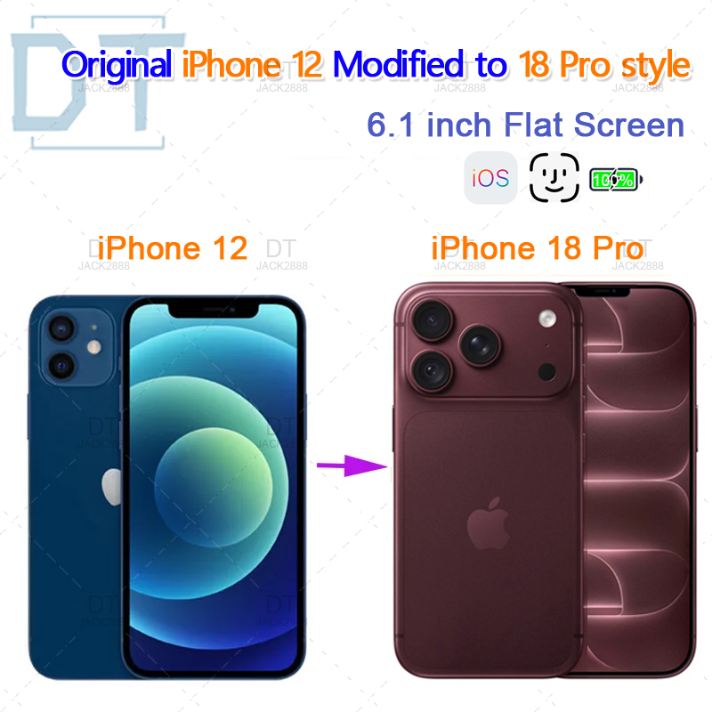 Apple Original Iphone 12 In 18 Pro Style Phone Unlocked With 18pro Box Camera Appearance 4G RAM 64GB 128GB 256GB ROM Smartphone,A+Excellent Conditio