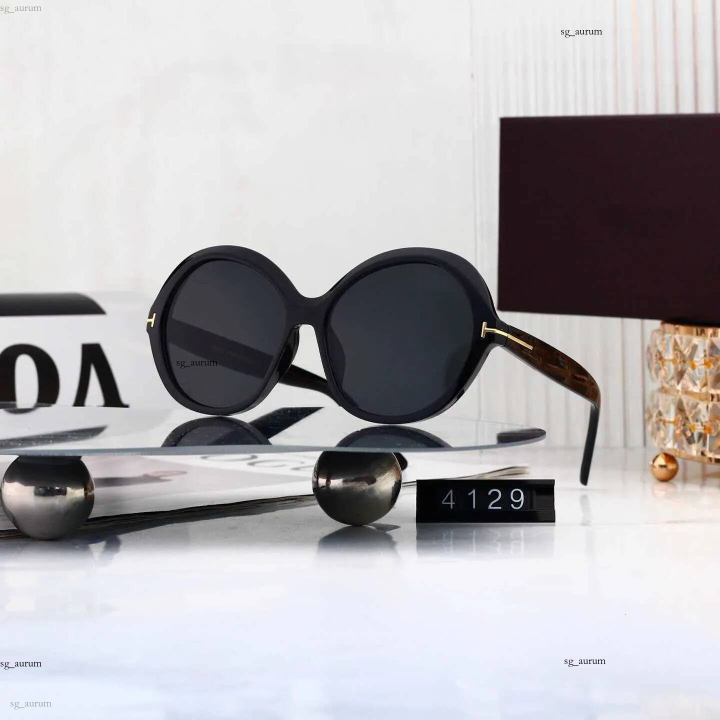 Lunettes de soleil de designer Femmes Big Frame Lunettes de soleil rondes 4129 Dames Lunettes de mode de luxe Lunettes de plein air Oculos De Sol