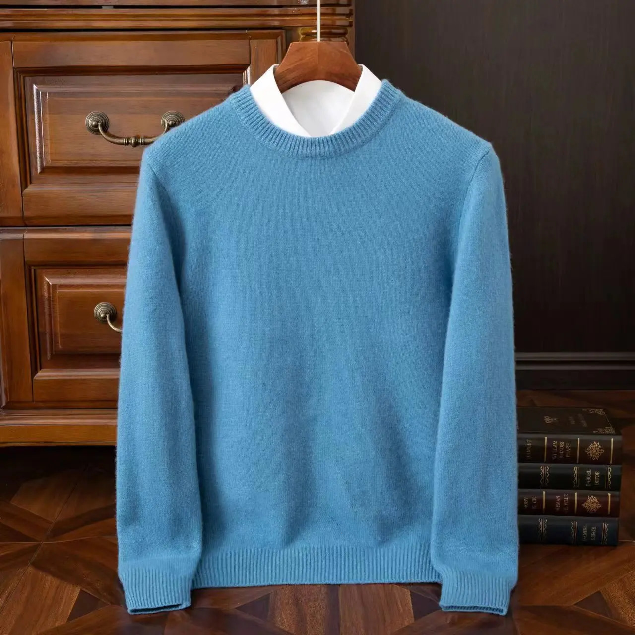 100 Pure Wool Sweater Oneck Pullovers Men's Loose Oversized S3XL Knitted Bottom Shirt Autumn Winter Korean Casual Top BF 260911
