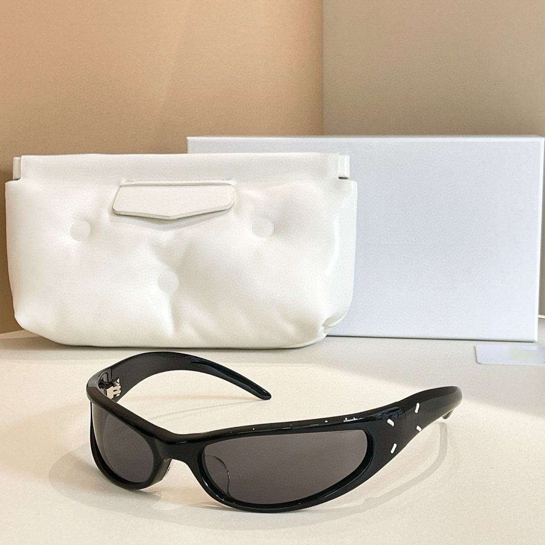 New Arrival MM110 Wrap Around GM Sunglasses Black Grey Acetate Shades White Stitch Temple UV400 RX Ready Prescription Shades Wholesale Sporty Fashio