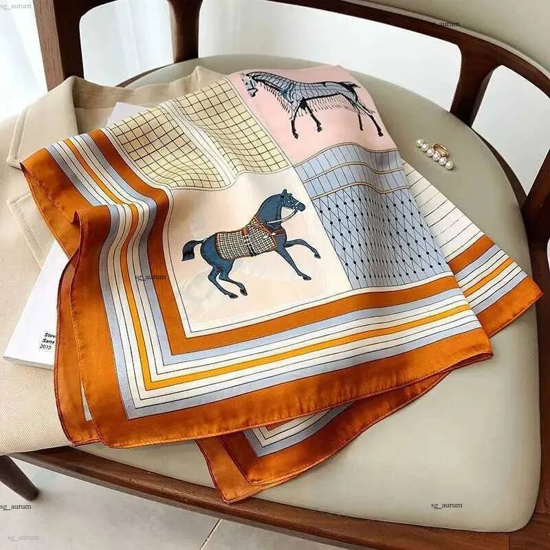 Jewelry Brand Design Designer Silk Square Scarf for Women Satin Shawls Casual Scarves Hjiab Hair Bandana Fashion 7070cm