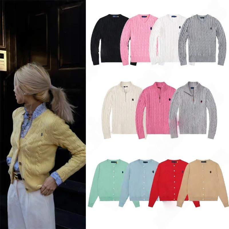 Polo Collection Series Pull Femmes Pull De Luxe Designer Pull Pour Femme Mode Col Roulé Automne Manches Longues Cardigan Broderie