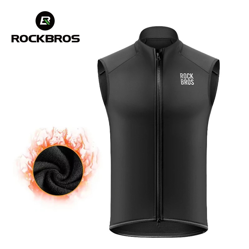 ROCKBROS Cycling Vest Windproof Winter Autumn Fleece Warm Bike Vest for Outdoor Sports MTB Road Thermal Bicycle Tops Waistcoat 260910CJ