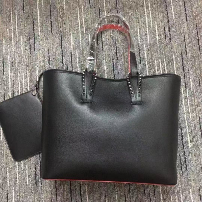 Cabatatotes bags 5A mirror quality designer womens fashion leather black handbags tote cabatabag two top shoulder handles sneaker sole signature red