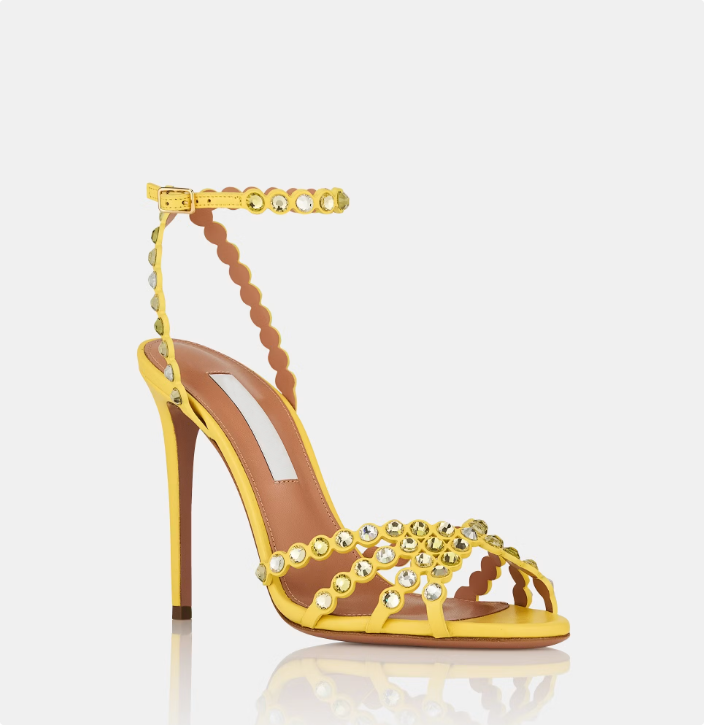 Yellow Leather Tequila sandal Women's High Heels Crystal Bling Bling Rhinestone Sandals Stiletto Heels Tequila Plexi Sandals PVC & Crystal Embe