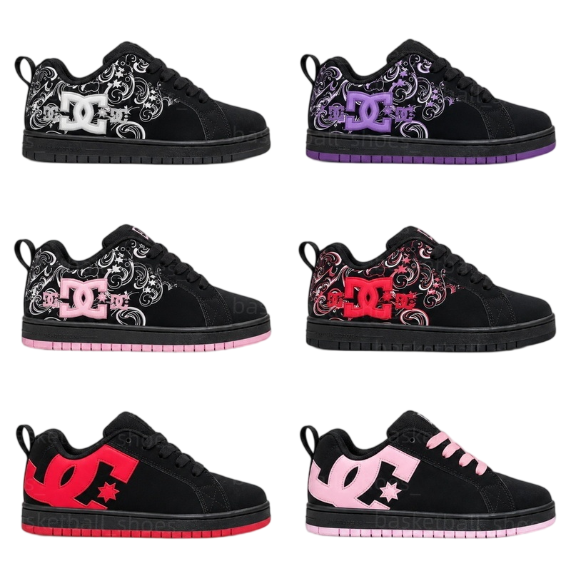 DC Shoes Heavy Metal Rock Brodé Bas DCShoes Chaussures de Skateboard Antidérapantes Baskets Décontractées