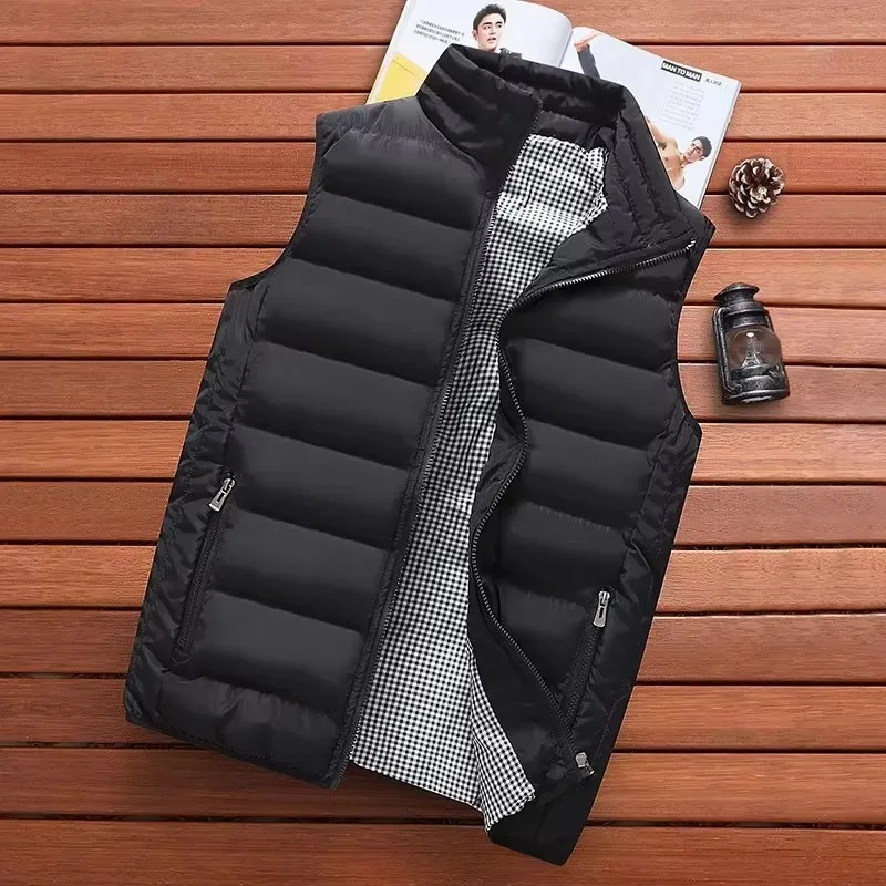 Men Vest Windproof Vest Men Jacket Sleeveless Vest Winter Jacket Casual Coat Men down Cotton Warm Thicken Waistcoat thick gilet 260910